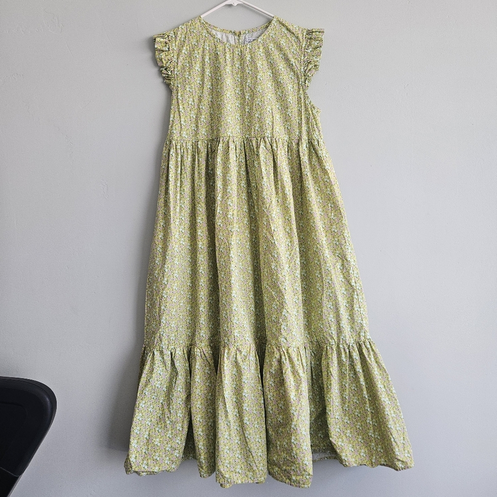 Womens Light Green Floral Maxi Dress
